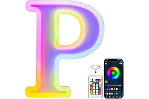 Tosakey Light Up Letters, LED Letter Lights Sign 18 Color Changing with Bluetooth App Remote Night Lights Gift for Girl Boy Women Birthday Christmas Party Wedding Bar Decor (P)