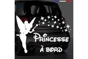 Sticker bébé à bord pour voiture Princesse à bord Etoile 20 cm Blanc - Anakiss