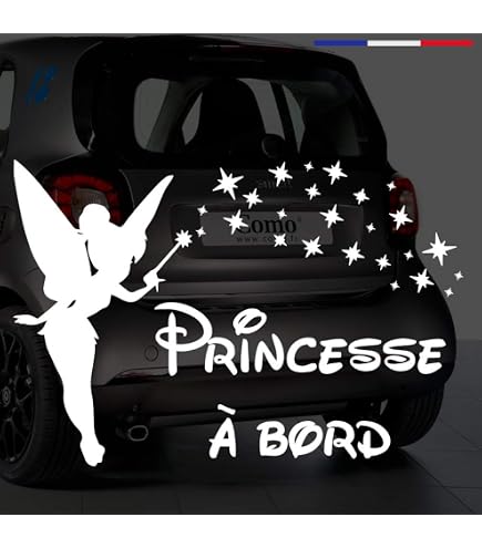 Autocollant 'Bébé à Bord' Modèle Petite Fée - Personnalisable Avec Prénom, Neuf, Fabrication Française