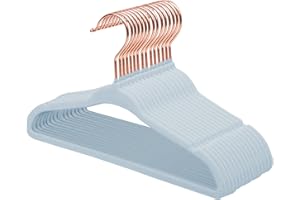 ‎MANGOTREE ManGotree Baby Samt Kleiderbügel mit Roségold-Haken, 28cm Kinder Größe, 360 Grad drehbar, Ultra dünn und kein Schlupf Design, 15 Pack (Blau)