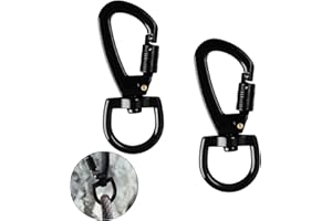 KFDDRN Moschettone con giunto girevole, 2 moschettoni con tappo a vite, gancio con collegamento girevole per collare di cane, moschettone girevole multiuso per guinzaglio per cani, alpinismo, portachiavi