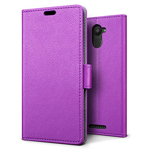 SLEO Funda BQ Aquaris U Plus  Cartera Carcasa Piel PU Suave Flip Folio Caja Super Delgado  Estilo Libro Soporte Plegable y Cierre Magn  tico  para BQ Aquaris U Plus - P  rpura