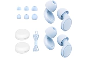 Jayine Ear Plugs for Sleep 2 Pairs, Reusable Noise Cancelling Earplugs Hearing Protection 25dB, Removable Soft Silicone Earplugs for Concerts, Focus, Noise Sensitivity, 16 Ear Tips in S/M/L - Blue