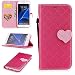 Produktbild Lonchee Samsung Galaxy S7 edge Wallet Tasche Brieftasche Schutzhülle,Liebesschnalle Farbabstimmung Design Hochwertige PU Leder Folio Tasche Case Hülle im Bookstyle mit Standfunktion Kredit Kartenfächer Abnehmbare Handschlaufe(Rose Rot)