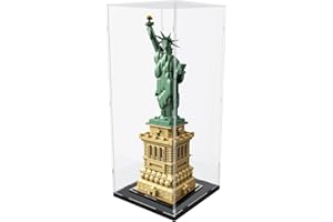 DuvinDD Vitrine en Acrylique pour Lego Statue de la liberté- 20x20x50 cm - Boîte de Protection Transparente étanche à la poussière avec Socle Noir - Modèle adapté pour l'architecture et la Collection