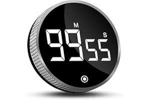 CNMTCCO Timer da Cucina Magnetico, Timer digitale con Display a LED, Cronometro da Tavolo con Conto Alla Rovescia per Cucinare, Cuocere al Forno, Imparare, Fitness, Sport (Nero)