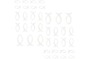 OBLIQUE UNIQUE Oblique-Unique® 38 Stück Fisch Glitzer Effekt - Farbe wählbar - zum Verzieren oder Aufkleben oder Einkleben von Karten - Kommunion Taufe Deko Tischdeko (Weiß)