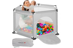DeFieltro Parque Infantil Bebe Hexagonal ANTIDESLIZANTE 125x125cm – Corralito Bebe con Malla TRANSPIRABLE – Parque de Juegos Bebe Plegable con Puerta Lateral – Playpen Bebe - Corral para Bebes