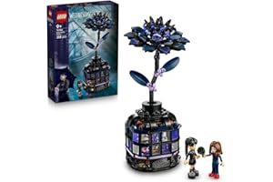 LEGO Wednesday Kwiat czarnej dalii, roślina do zbudowania, zabawka na Halloween dla dzieci od 9 lat, zestaw z małą szklarnią i dwiema minilaleczkami, pomysł na prezent dla dziewczynki i chłopca 76784