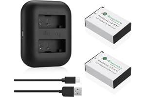 Powerextra 2 Pack Baterías de Repuesto para LP-E17 con Cargador EOS Rebel T6i Rebel T6 Rebel T7i 750D 760D 8000D Kiss X8i 800D 77D 200D EOS SL2 EOS M3 EOS M6 EOS M5