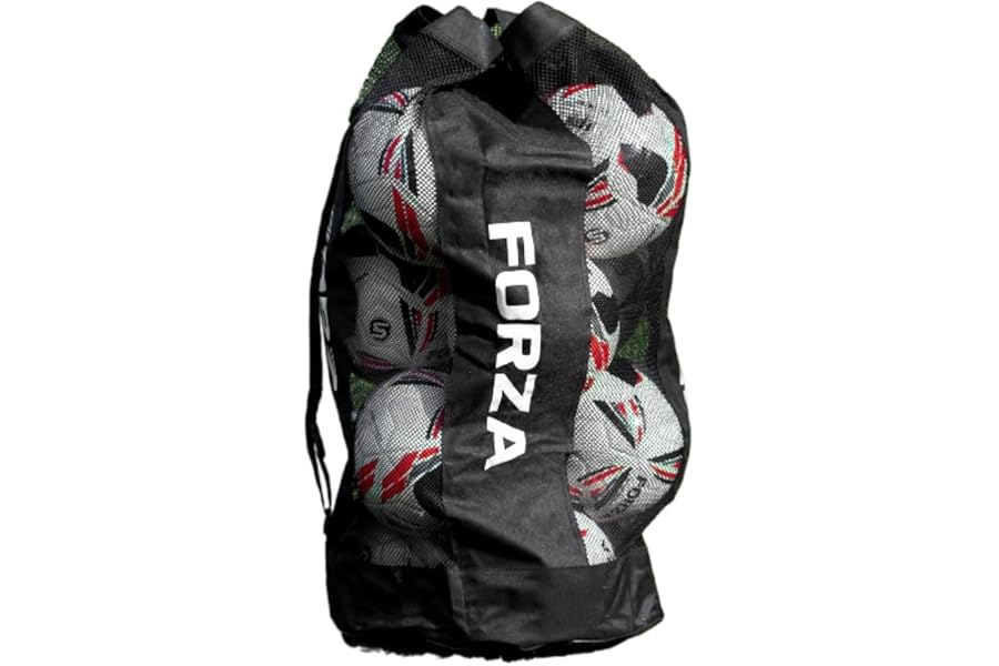 FORZA Premier Ball Carry Bag | Drawstring Football, Basketball, Netball & Volleyball Mesh Bag | 5 Colours - Heavy Duty Equipment Holdall | 12 Ball Capacity - New and Improved Design 2026
