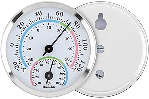 Smgda Indoor Outdoor Thermometer Hygrometer, Mini Analog 2 in 1 Temperature Humidity Monitor Gauge, Wall Hanging Thermometer for Home, Room, Offices, Baby Room Greenhouse No Battery Needed (Silver)