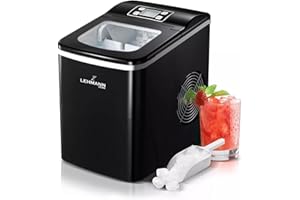 LEHMANN ‎LHOIM-1222 kostkarka do lodu 2 l, 9 kostek lodu w ciągu 6-12 minut, 12 kg w ciągu 24 godzin, automatyczne czyszczenie, 2 rozmiary kostek lodu, idealna do kuchni, biura, baru i na imprezę