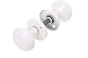 Aqbau Jeu de Poignées de Porte Rondes | Diamètre du cache serrure: 55 mm|Poignée Multitâche Blanc |Bouton Rotatif | Bouton Aluminium | Poignée de Porte Extérieure