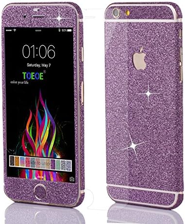 Toeoe Full Body Bling Crystal Diamond Skin Sticker with Screen Protector Film for iPhone 6s/6 - Purple