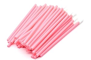 PAITOK Pinceaux à lèvres jetables, 200 pièces applicateur de rouge à lèvres noir pinceau pour gloss et correcteur de teint, outils de maquillage pour les lèvres et les yeux (Rose)