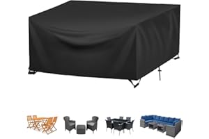 FYHDSH Abdeckung für Gartenmöbel, 230x160x80cm, Schutzhülle für Gartentisch, Regenschutz und Staubfest, Schwerlast Oxford Gewebe Gartentisch Abdeckung für Terrassenmöbel(Schwarz)