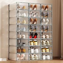 Schuhbox Mit Klappdeckel, Stapelbar & Transparent - 6-Etagen Schuhorganizer Aus Kunststoff, Platzsparend Für Schrank Oder Eingang