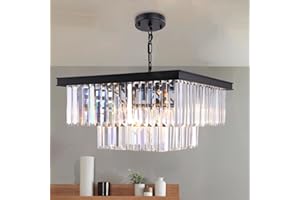 ‎WELLMET Wellmet Modern Kristall Kronleuchter 9-Licht 50cm Kristallleuchter Schwarz Kristall Pendelleuchte Esstisch Deckenleuchte Led Hängelampe Lüster Wohnzimmer Deckenlampe hängend Küche Hängeleuchte