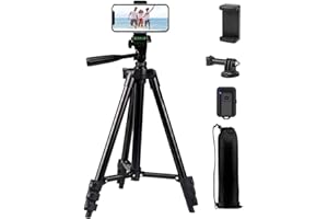 Phone Tripod,LINKCOOL 42" Aluminum Lightweight Portable Camera Tripod for Iphone/Samsung/Smartphone/Action Camera/DSLR Camera with Phone Holder & Wireless Bluetooth Control Remote (Black)