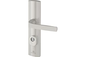 Bricard 9910171 Ensemble de Poignées Blindées sur Plaque EXPRESSION Béquille + Béquille pour Porte d’entrée (pour Cylindre Européen), coloris Argent