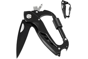 QOPAHI 6 in 1 Multi Tool Locking Carabiner Camping Multitool, EDC Keyring with Bottle Opener, Window Beraker, Screwdriver, Camping Survival Gear for Men Birthday Father's Day Gifts, Pocket Tool for Outdoor