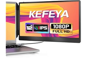 KEFEYA Portable Monitor for Laptop IPS FHD 1080P Laptop Screen Extender Monitor HDMI/USB-A/Type-C Plug and Play Compatible with Windows, Chrome, Mac, Switch, PS4 for 13-16.5"