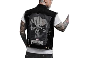 ORANDESIGNE Giacca Jeans Senza Maniche Uomo Stampa Graffiti Punk Gilet Denim Vest Vintage Gilet in Denim Lavato Gilet di Jeans Capispalla Giacca da Moto