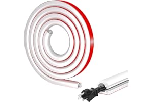 bssmmai 3M elastyczny mały kanał kablowy, wygięty, półokrągła osłona na kabel, D15, kanał kablowy, płaski, biały, samoprzylepny, do ukrycia przewodów na ścianie i podłodze