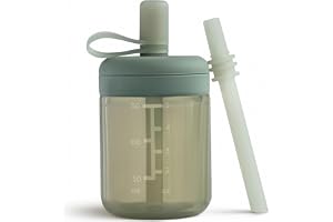 Moonkie Sippy Cup, Straw Cup, Spillfri Sugrörsmugg, Silikon Babyhalmkopp, Mugg för Småbarn med Sugrör, 6+ Månader, BPA Fri, L