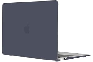 TECOOL Funda para MacBook Air 13 Pulgadas M1 2020 2019 2018 A2337 A2179 A1932 con Touch ID, Case Carcasa Protectora Dura de Plástico, Negro Mate