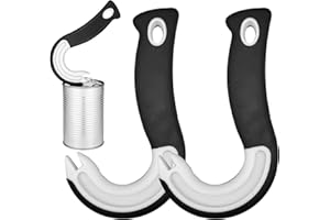 VAGAW Ring Pull Can Opener Aid, 2PCS Hook Shaped Can Openers, Essential Kitchen Gadget, Ring Pull Can Opener, Easy to Use, Suitable for Elderly, Children, Arthritic Hands (Black)