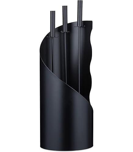 Kingson Open haard gereedschapsset met roestvrijstalen handgrepen - 3 gereedschappen - 53 cm - zwarte gepoedercoate standaard