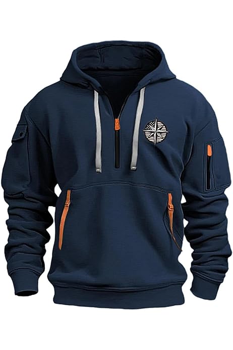 Sweat à Capuche Homme Décontracté - Coupe Ample, Manches Longues, Capuche Avec Cordon, Poches Latérales - Tissu Doux Chaud - Pour Automne/hiver, Sport, Quotidien - Couleur Unie