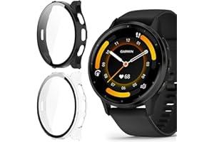 Blueshaweu Etui ochronne do smartwatcha Garmin Venu 3, twarde etui z poliwęglanu ze szkłem, ochrona wyświetlacza, kompatybilne z Garmin Venu 3 Smartwatch (czarne + przezroczyste)