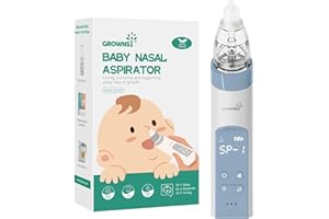 GROWNSY Nasal Aspirator for Baby, Baby Nose Sucker Pro with 3 Soft Silicone Tips, Adjustable Suction, Electric Nose Suction for Baby, Built-in Music & Light Soothing