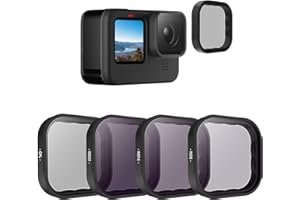 TELESIN Filtro Magnetico Set per GoPro Hero 12 11 10 9, 4 Pezzi CPL ND8 ND16 ND32 obiettivo della fotocamera polarizzante Kit di protezione dell'obiettivo per GoPro Hero 11 10 9 accessori neri