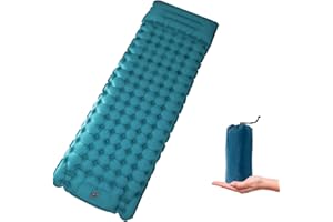 I LITTON Blue Self-Inflating Sleeping Camping Mat with Built-In Pillow, Inflatable Air Mattress, Inflatable Camping Mat Sleeping Pad for Outdoor Camping, Hiking, Backpacking