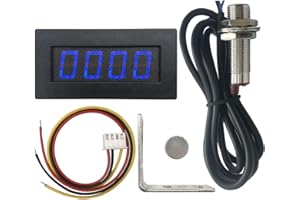 DIGITEN 4 Digital Blue LED Tachometer RPM Speed Meter + Hall Proximity Switch Magnet Sensor NPN + Sensor Mounting Holder for Lathe Conveyor Belt
