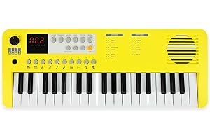 Axus 37 Mini Teclado Portátil En Amarillo Sol: Divertido Piano Eléctrico Para Principiantes, USB-C O Batería