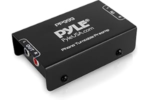 Pyle Phono Förförstärkare för Skivspelare, Mini Stereo Preamplifier med RCA-ingång och Utgång, Låg Brusnivå, 12V DC Adapter