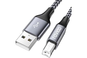 RAVIAD Cable Impresora [2M] Impresora Cable USB 2.0 Tipo A a Tipo B con Conectores Dorados para HP, Canon, Brother, Lexmark, Escáner, Disco Duro, Fotografía Digital y Otros Dispositivos