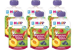 HiPP Biológico - Bolsita Multifrutas - Pouches de Melocotón, Manzana, y Frutos del Bosque BIO - Pack 6x100g - Sin Azúcar Añadido - Apto Para Bebés A Partir de los 4 Meses