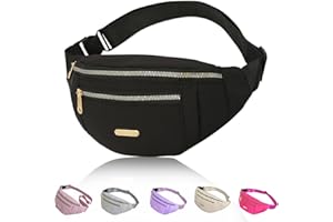 Yoolly Bum Bag for Women Men, Fashion Fanny Pack with 3 Zipper Pockets & Adjustable Strap, Lightweight Waist Bags for Travel, Running, Cycling, Hiking (Black)