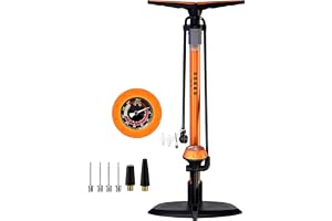 GOBKO Cykelpump cykelpump med manometer, cykelpumpar med Presta och Schrader däckpump multifunktionell luftpump för vägcykel