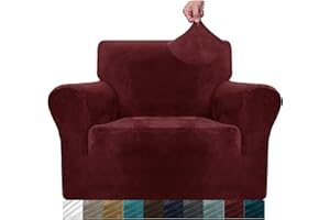 ‎MAXIJIN MAXIJIN Dicke Samt Stuhlhussen für Sessel Stretch rutschfeste Sofabezug 1-Sitzer Hunde Katze Haustier Wohnzimmer 1-teiliger Sofa Protector Stuhl Schonbezug (1 Sitzer, Weinrot)