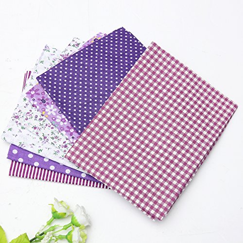 KING DO WAY Baumwollstoff 7X Stoffpakete Patchwork Stoffe Baumwolle Stoffreste Paket Stoffpakete Violett 50x50cm - 2