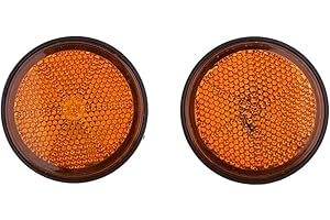 Almencla 2pcs Motorcycle Plastic Round Reflective Reflector for ATV Scooter Dirt Bike Go Kart Moped Quad Bike 4 Wheeler - Orange