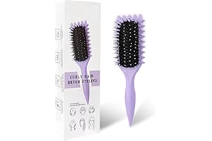 KEXUEZE Lockenbürste, Curl Hair Brush, Haarbürste zum Kämmen und Formen von Männer- und Frauenlocken, um das Ziehen zu reduzieren, Nylonborsten, Lockenverstärker, Unisex (Lila, 24 cm)