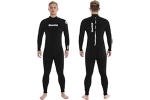 Owntop Traje de neopreno para hombre y mujer de 3/2 mm, longitud completa, con cremallera trasera, elástico térmico, piel de buceo profesional para surf, esnórquel